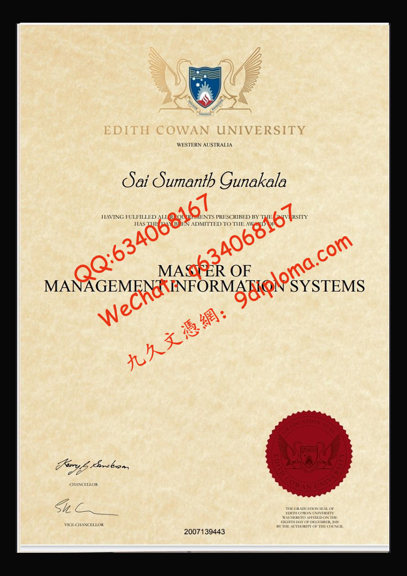 埃迪斯科文大学毕业证样板