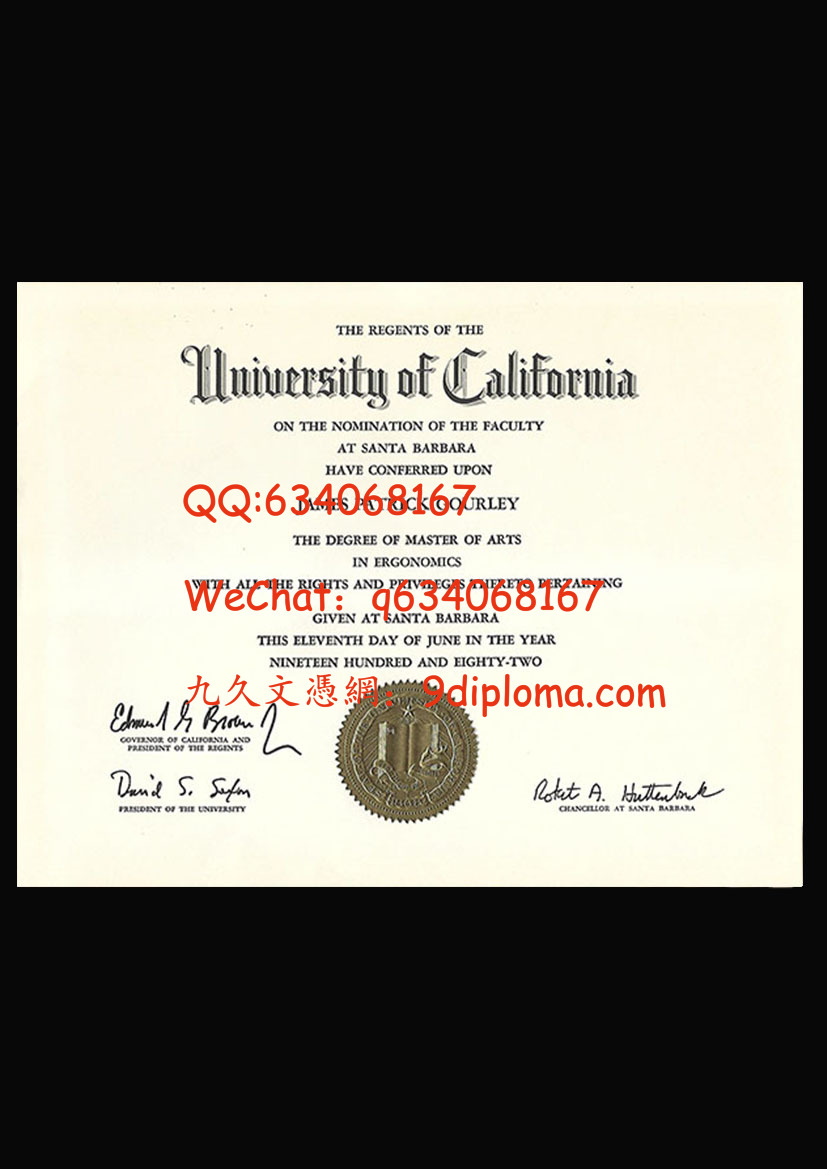 加州大学圣巴巴拉分校毕业证样板