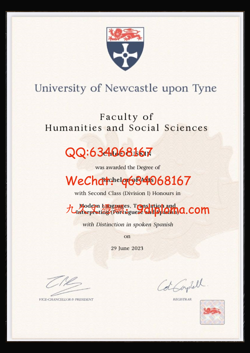 纽卡斯尔大学毕业证样板