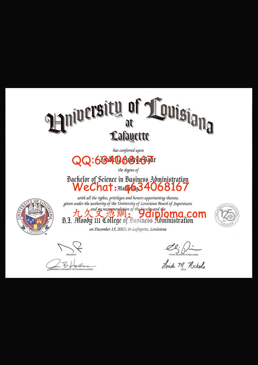 路易斯安那大学拉斐特分校毕业证样板