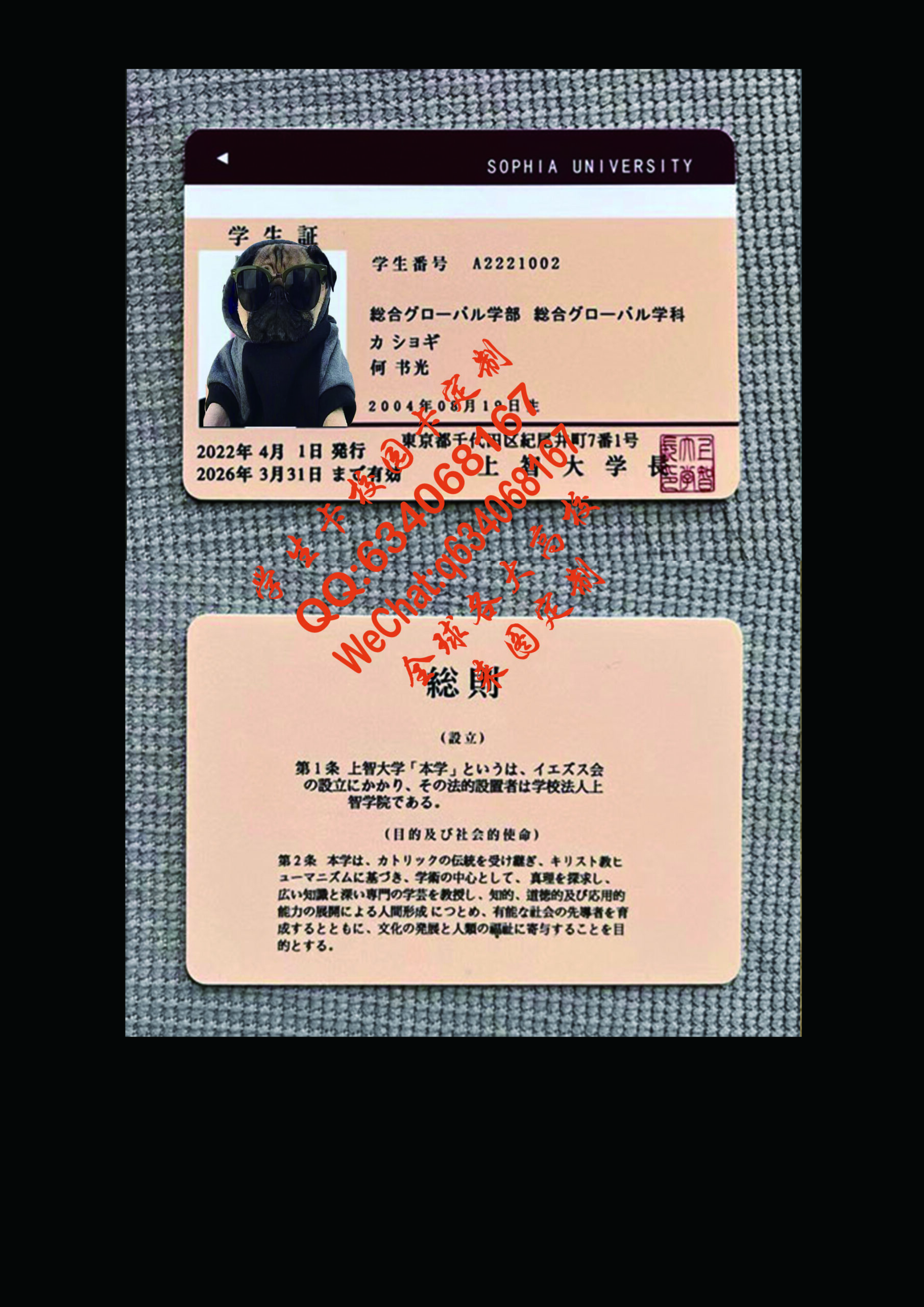 上智大学学生卡定制