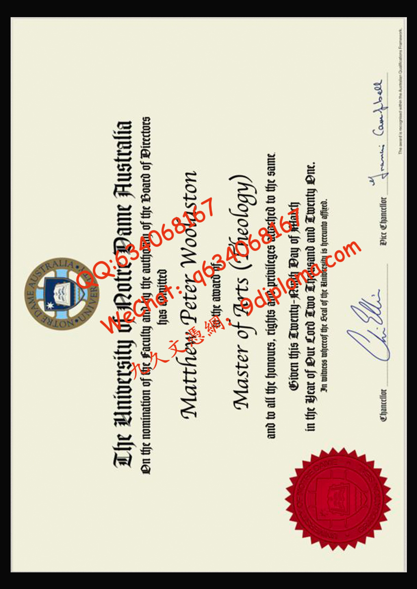 澳大利亚圣母大学毕业证样本