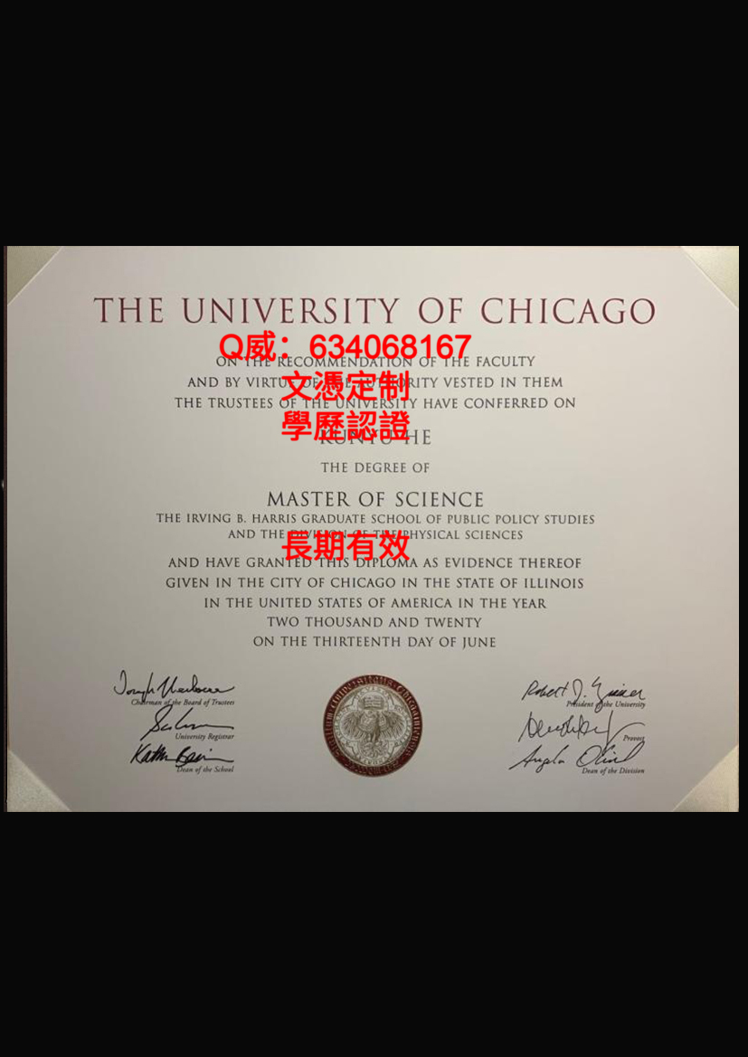 芝加哥大学毕业证样本