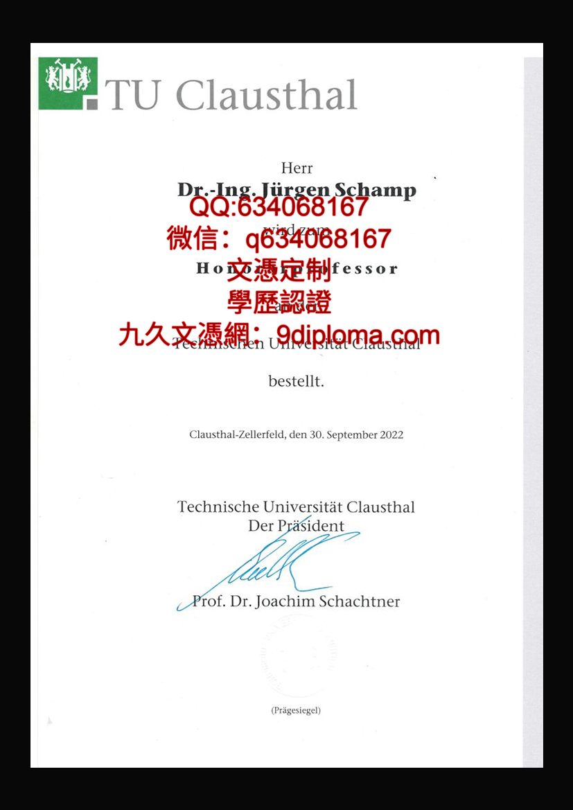 克劳斯塔尔工业大学毕业证样本