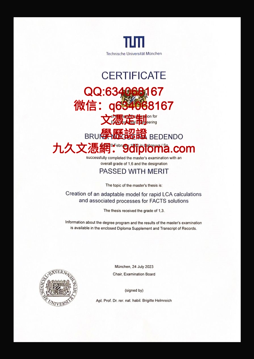 慕尼黑工业大学毕业证样本
