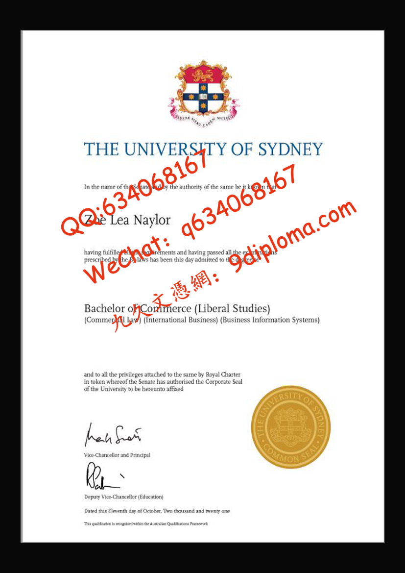 悉尼大学毕业证样本