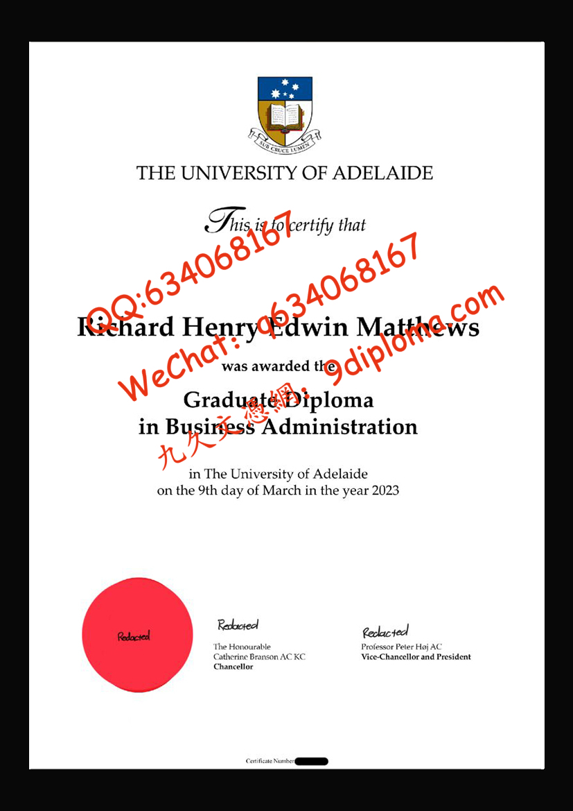 阿德雷德大学毕业证样本