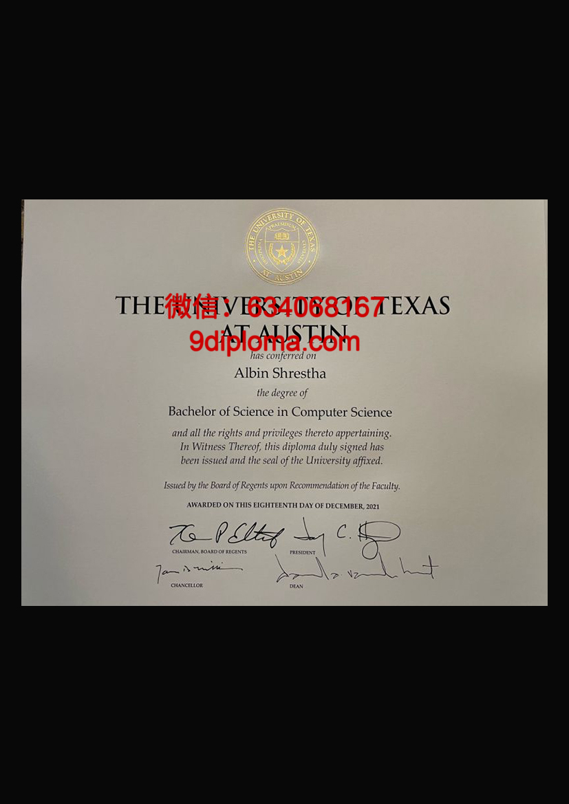 德克萨斯大学奥斯汀分校毕业证样本