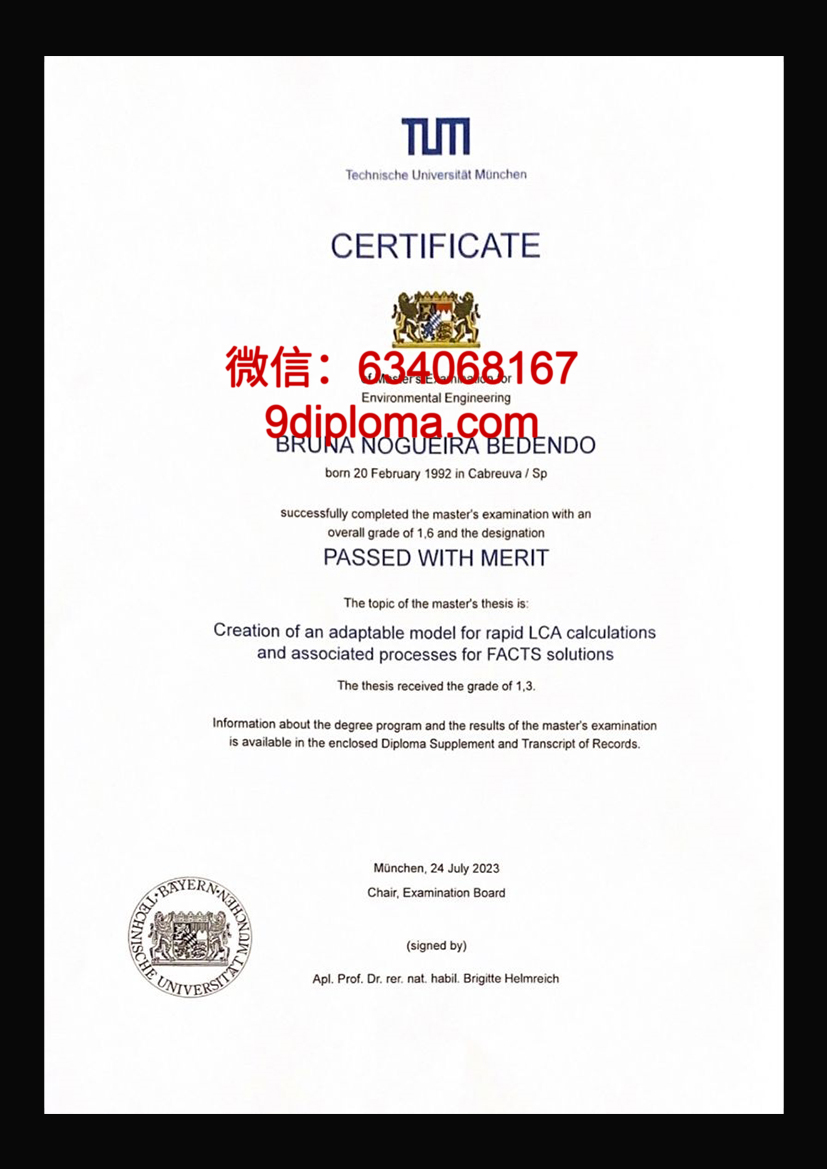 慕尼黑工业大学毕业证书样本