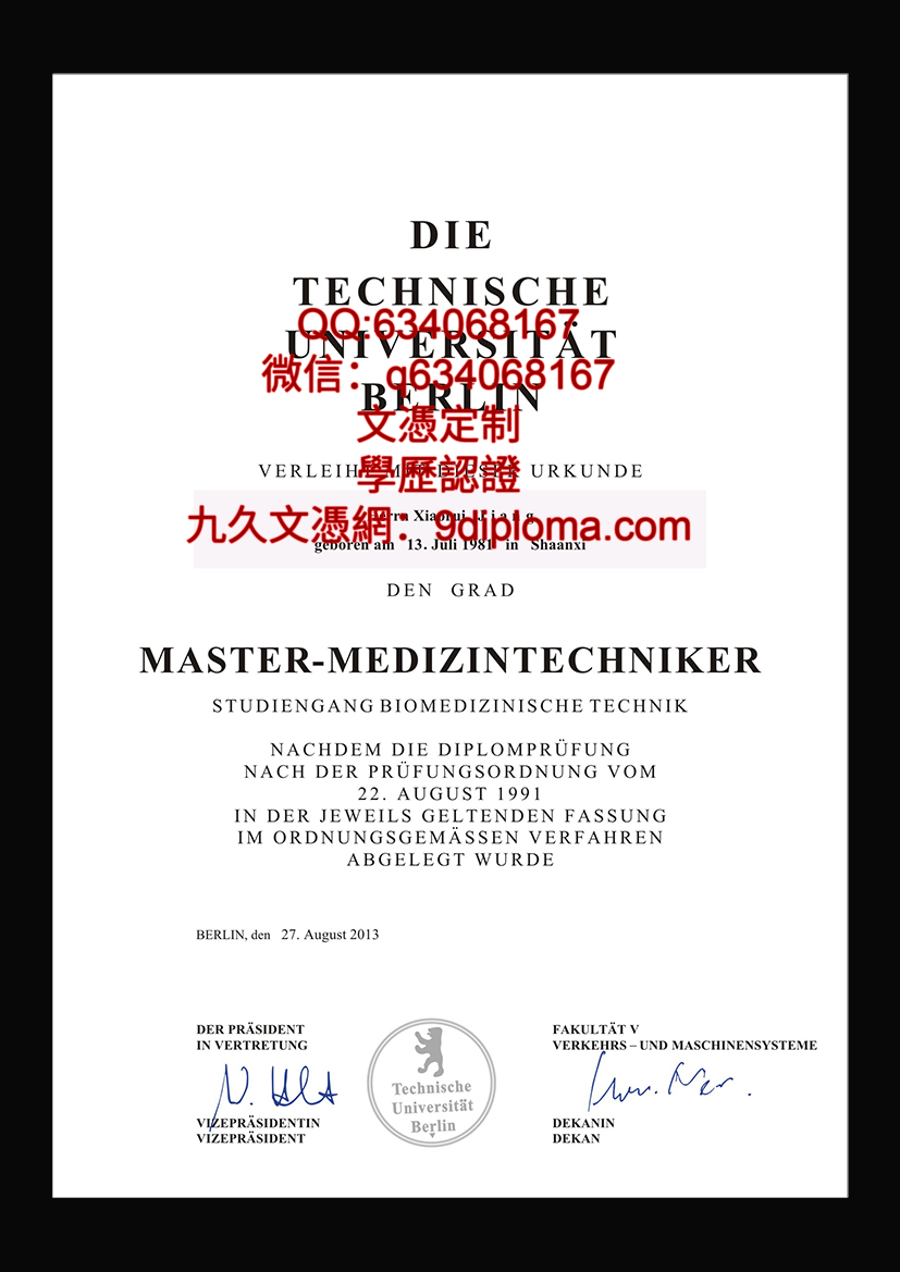 柏林工业大学毕业证样本
