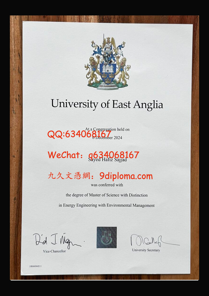 东安格利亚大学毕业证样本